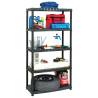 5-Tier Storage Shelf - Black Plastic - Compact & Versatile