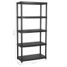 5-Tier Storage Shelf - Black Plastic - Compact & Versatile