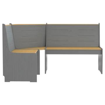 3 Piece Dining Set - Honey Brown & Grey Solid Pine Wood