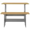 3 Piece Dining Set - Honey Brown & Grey Solid Pine Wood