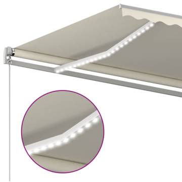 Manual Retractable Awning with LED - Cream 500x300 cm