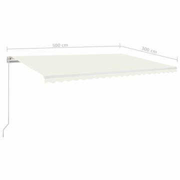 Manual Retractable Awning with LED - Cream 500x300 cm