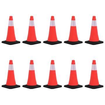 Reflective Traffic Cones 10 pcs - 50 cm Heavy Bases