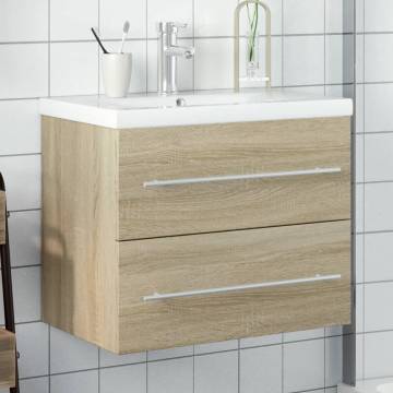 Bathroom Sink Cabinet with Basin - Sonoma Oak | HipoMarket