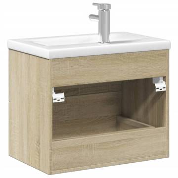 Bathroom Sink Cabinet with Basin - Sonoma Oak | HipoMarket