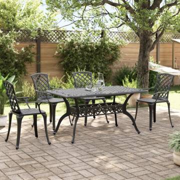 5 Piece Garden Dining Set - Black Cast Aluminium | HipoMarket