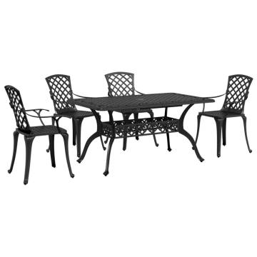 5 Piece Garden Dining Set - Black Cast Aluminium | HipoMarket