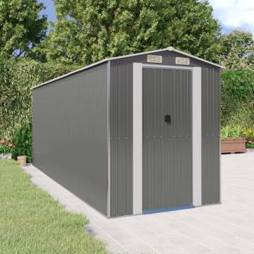 Light Grey Garden Shed - 192x523x223 cm Galvanised Steel