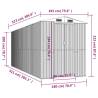 Light Grey Garden Shed - 192x523x223 cm Galvanised Steel