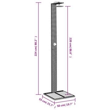 Stylish Outdoor Shower in Black - Poly Rattan & Acacia Wood