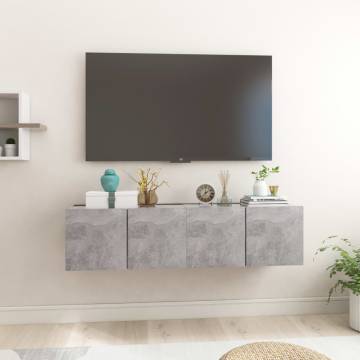 Hanging TV Cabinets Set - Modern Concrete Grey 60x30x30 cm