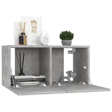 Hanging TV Cabinets Set - Modern Concrete Grey 60x30x30 cm