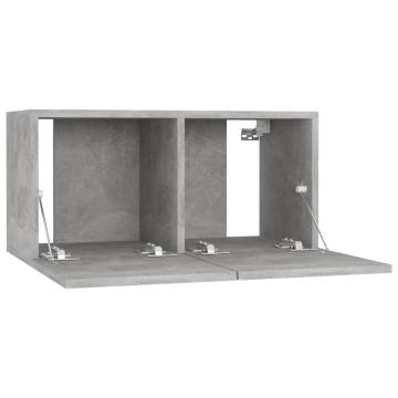 Hanging TV Cabinets Set - Modern Concrete Grey 60x30x30 cm