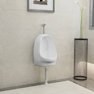 Wall Hung Urinal with Flush Valve - Ceramic White | HipoMarket