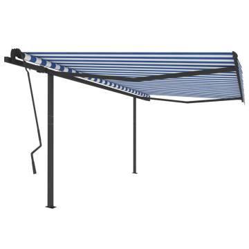 Manual Retractable Awning 4.5x3.5m Blue & White | Hipomarket