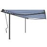 Manual Retractable Awning with Posts 4.5x3.5 m Blue and White Colour blue and white Size 4.5 x 3.5 m Quantity in Package 1 