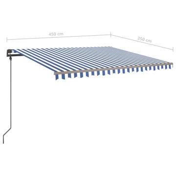 Manual Retractable Awning 4.5x3.5m Blue & White | Hipomarket