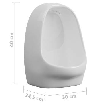 Wall Hung Urinal with Flush Valve - Ceramic White | HipoMarket