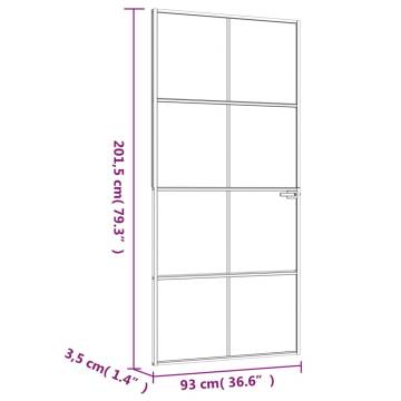 Interior Door White 93x201.5 cm - Sleek Tempered Glass & Aluminium