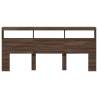 Stylish Brown Oak Headboard Cabinet with LED - 220x17x102 cm