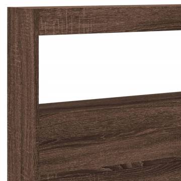 Stylish Brown Oak Headboard Cabinet with LED - 220x17x102 cm