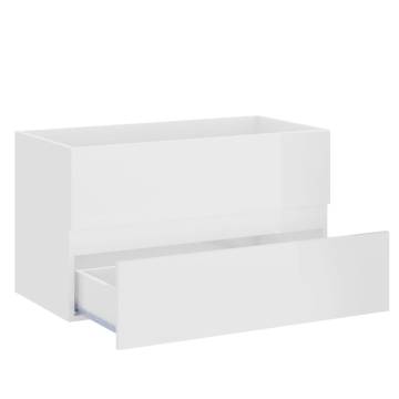 High Gloss White Sink Cabinet with Built-in Basin | Hipomarket