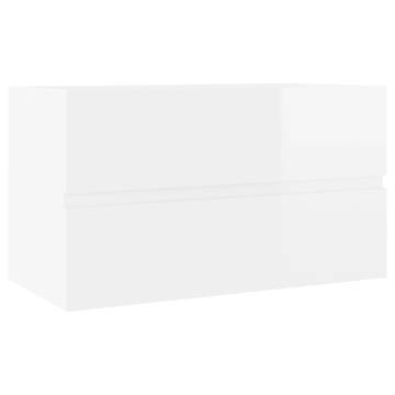 High Gloss White Sink Cabinet with Built-in Basin | Hipomarket