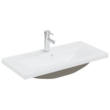 High Gloss White Sink Cabinet with Built-in Basin | Hipomarket