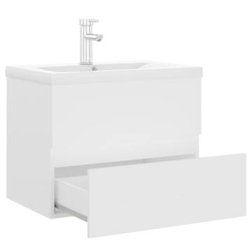 Sink Cabinet with Built-in Basin - White Engineered Wood