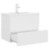 Sink Cabinet with Built-in Basin - White Engineered Wood