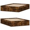 Smoked Oak Double Bed Frame 135x190 cm - Modern Design