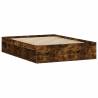 Smoked Oak Double Bed Frame 135x190 cm - Modern Design