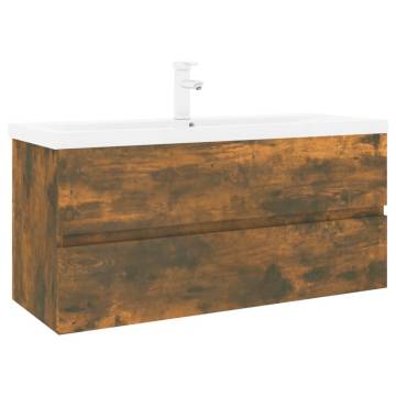 Smoked Oak Sink Cabinet with Built-in Basin | HipoMarket