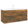 Smoked Oak Sink Cabinet with Built-in Basin | HipoMarket