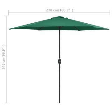 Outdoor Parasol with Aluminium Pole - 270x246 cm Green