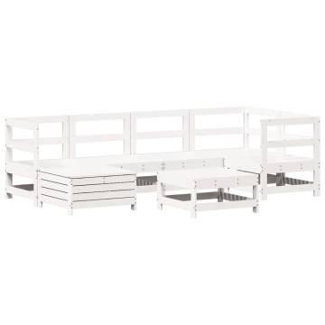 7 Piece Garden Sofa Set - White Solid Pine Wood | HipoMarket