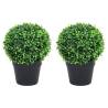 Artificial Boxwood Plants - 2 Pcs, Ball Shaped, 37 cm Green