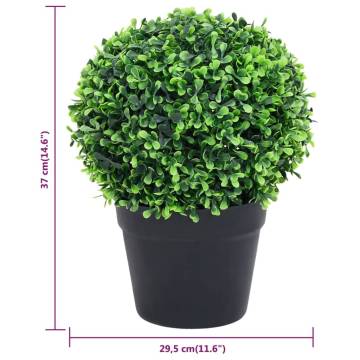 Artificial Boxwood Plants - 2 Pcs, Ball Shaped, 37 cm Green