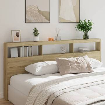 Stylish Headboard Cabinet with LED - Sonoma Oak | HipoMarket UK