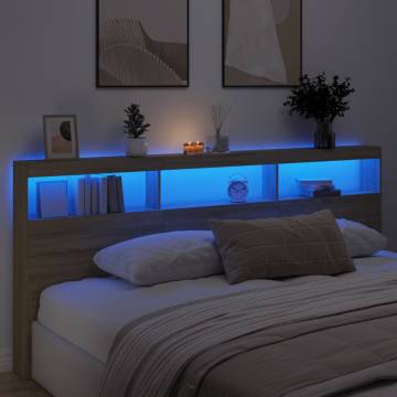 Stylish Headboard Cabinet with LED - Sonoma Oak | HipoMarket UK