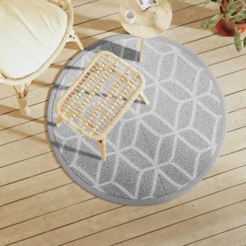 Trendy Grey Outdoor Carpet Ø120 cm - Durable & UV-Resistant