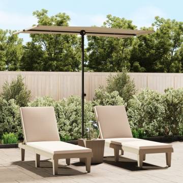 Taupe Outdoor Parasol with Aluminium Pole - 180x110 cm