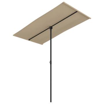 Taupe Outdoor Parasol with Aluminium Pole - 180x110 cm