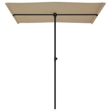 Taupe Outdoor Parasol with Aluminium Pole - 180x110 cm