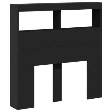 Stylish LED Headboard Cabinet in Black - 100x17x102 cm