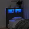 Stylish LED Headboard Cabinet in Black - 100x17x102 cm