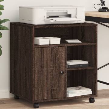 Printer Stand with Wheels - Brown Oak, 60x50x67 cm | HipoMarket