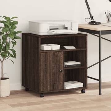 Printer Stand with Wheels - Brown Oak, 60x50x67 cm | HipoMarket