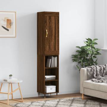 Elegant Highboard Brown Oak | 34.5x34x180 cm - Hipomarket