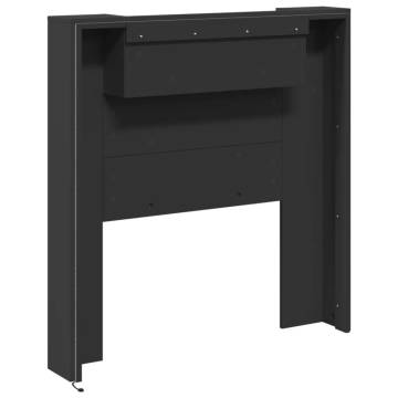 Stylish Black Headboard Cabinet with LED | 100x16.5x103.5 cm